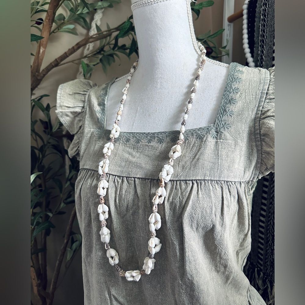 Vintage Long Stranded Mixed Shell Statement Necklace - Picture 2 of 6